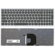 Клавиатура для ноутбука Lenovo IdeaPad P500, Z500, Z500A, Z500G, Z500T Черная, серая рамка, с подсветкой